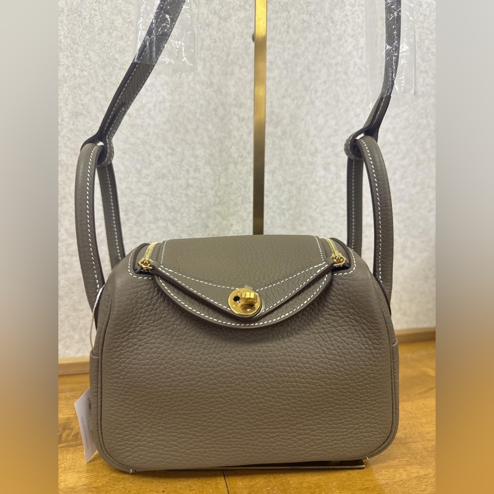 Hermes Mini Lindy Etoupe GHW